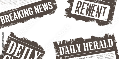 Four distressed newspaper headlines B R E A K I N G N E W S D A I L Y H E R A L D R E W E N T D A I L Y