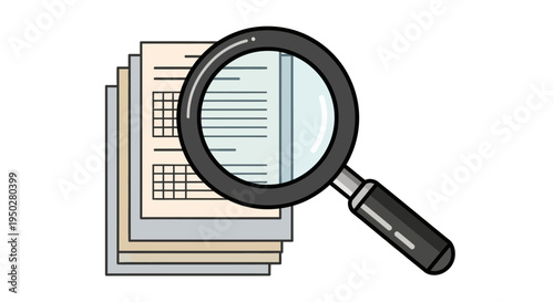 Tax Day paperwork examined closely with a magnifying glass on documents