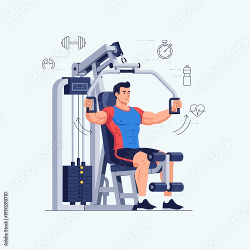 Man Exercising Chest Muscles on a Weight Machine in a Gym