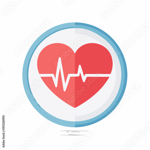 Medical heart icon with pulse line symbol within a blue circle for healthcare.