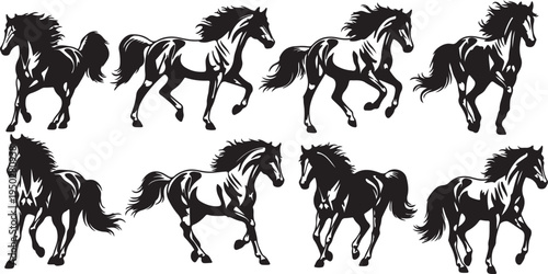 Retro style cowboy country a horse with a confident pose. Ideas for western, rodeo, or cowboy-in-west-themed designs
