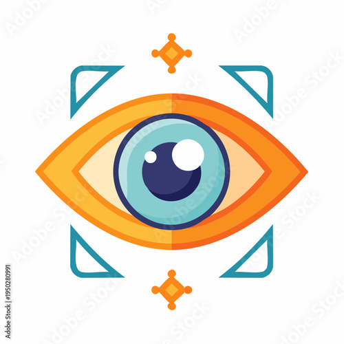 Stylized Eye Illustration with Geometric Elements, Modern Design