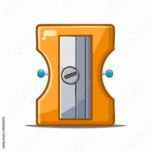 Orange pencil sharpener icon isolated on white