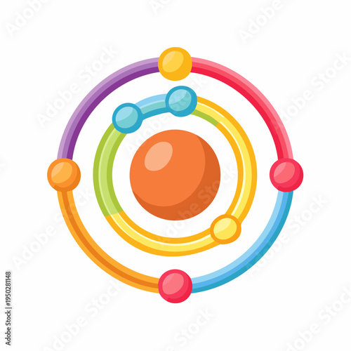 Abstract illustration of a colorful orbital diagram concept