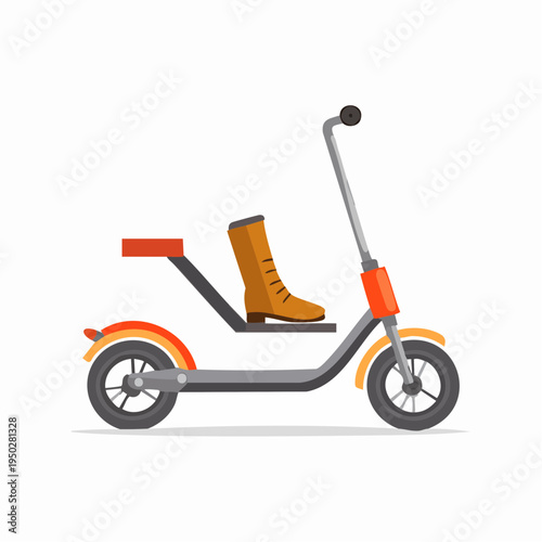 Graphic illustration of a scooter with a boot in the seating area.