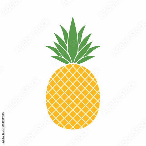 Isolated pineapple illustration, simple flat design, fresh fruit concept, tropical plant