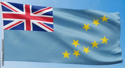 National flag design gracefully waving against a clear blue sky