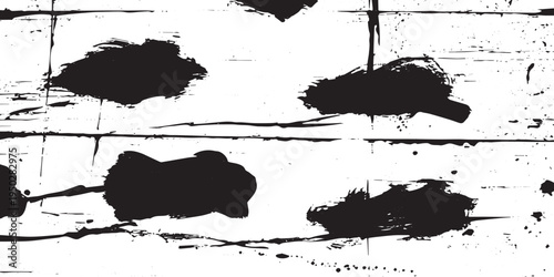 Abstract black paint blobs and lines on grunge texture, expressive background, hand drawn, creative background, design element, modern art, brush stroke, paint splatter