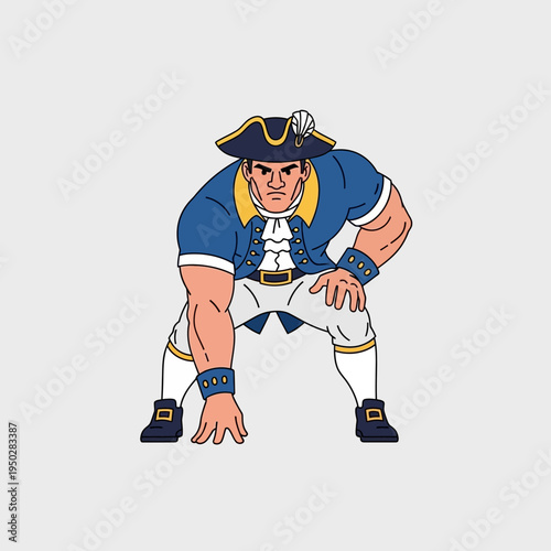 Patriot Athlete in Stance, Historical Sports Concept