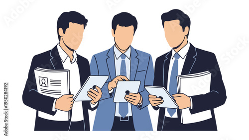 Business Collaboration: A team of professionals is engaged in collaborative business practices. Focusing on teamwork and strategic planning