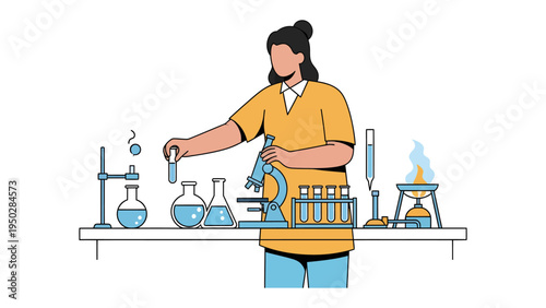 Scientist in the Lab: In a well-equipped laboratory, a dedicated scientist conducts a series of experiments. The image showcases the core of scientific study and innovation.