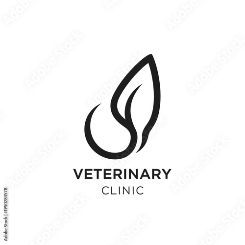 Veterinary clinic logo design with abstract leaf and animal tail icon for pet care brand