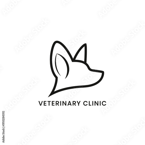 Chihuahua or small dog line art logo for veterinary clinic and professional pet services