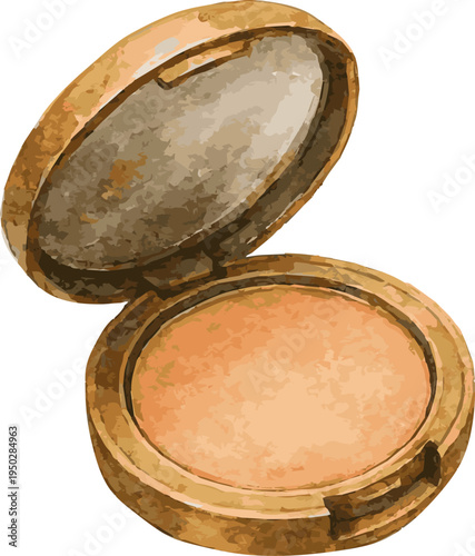 Watercolor vector realistic illustration of a cosmetic powder
