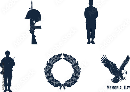Memorial day tribute with patriotic symbols and military honors