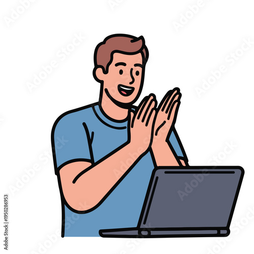 Man reacting with surprise to laptop screen content