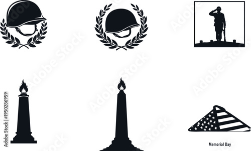 Memorial day tribute with patriotic symbols and fallen soldier memorials