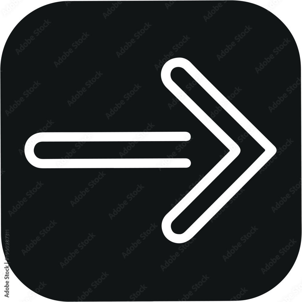 Obraz premium Right arrow icon vector with rounded square button simple navigation direction symbol illustration