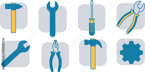 Set of Colorful Hand Tools Illustration