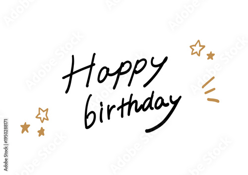 Happy Birthday hand lettering with stars decoration vector greeting design