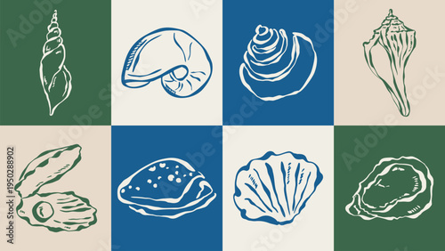 Coastal living hand drawn illustration collection. Travel doodles. Art for postcards, menu, print posters, packaging design.