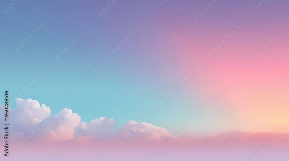 Obraz premium Soft pastel clouds against a tranquil sky during sunset hues