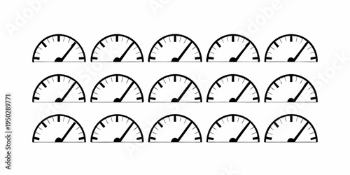 A collection of gauges with different needle positions