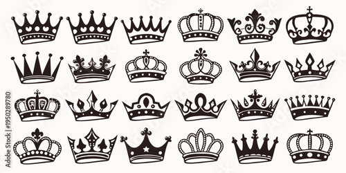 A collection of 20 different royal crown designs