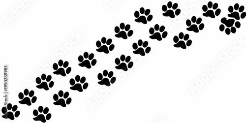 Black paw prints in a diagonal line