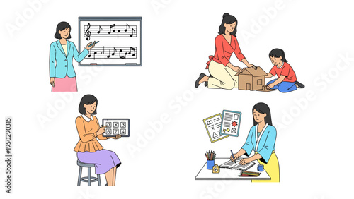 Canvas Print Diverse Moments: A collection of various life events in the image, capturing daily routines with each different scene