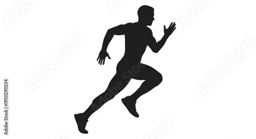 A dynamic silhouette of a man in mid stride powerfully running forward with determined energy and athletic form high quality