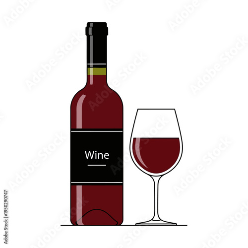 Red Wine Bottle and Glass, Elegant Beverage Presentation, Celebration Drink