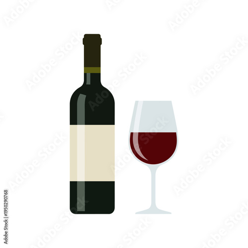 Red Wine Bottle and Glass