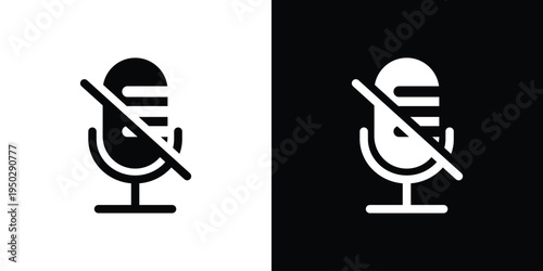 Professional muted microphone icon in a circular outline. Minimalist black and white design representing silence, audio off, or privacy settings for apps and digital interfaces.