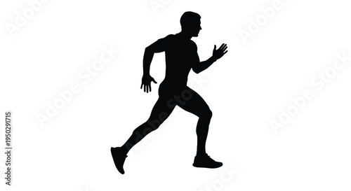 A dynamic silhouette of a male athlete captured in mid stride showcasing the power and grace of human movement