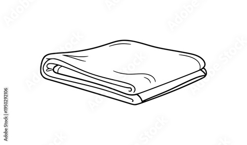 Folded tablecloth line art icon household fabric textile outline vector illustration isolated on white