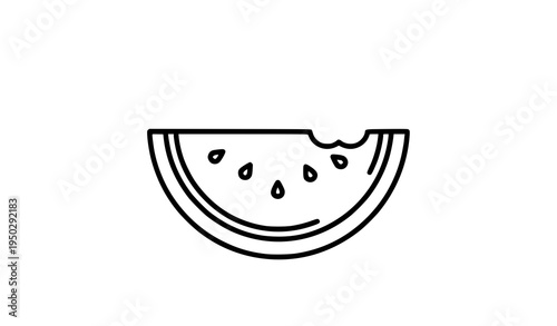 Bitten watermelon slice line art icon fresh fruit outline vector illustration isolated on white