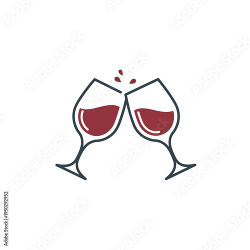 Two wine glasses clinking for a toast, red wine splashing, celebration and cheers concept
