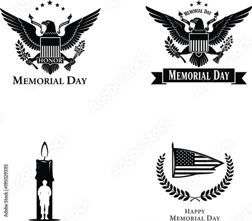 Memorial day tribute with patriotic symbols and fallen heroes