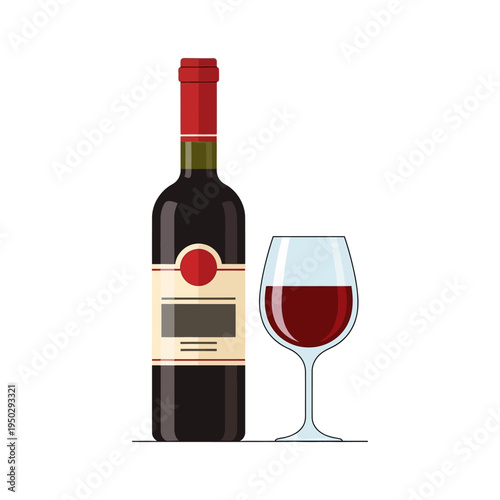 Red Wine Bottle and Glass, Alcoholic Beverage, Celebration, Luxury, Drink