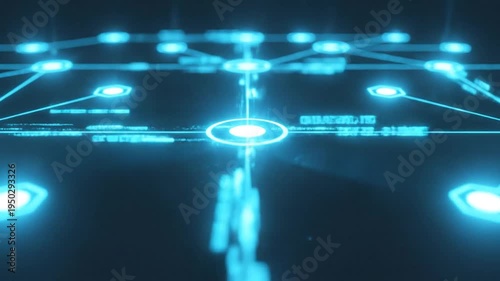 Abstract Digital Network Connections with Glowing Blue Lights.