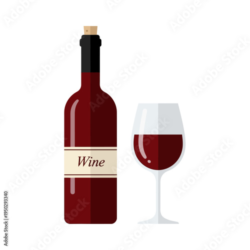 Red Wine Bottle and Glass, Elegant Drink, Celebration and Relaxation