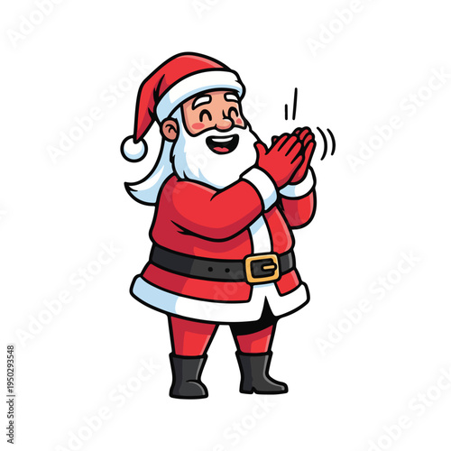 Santa Claus cartoon character clapping hands in festive holiday cheer