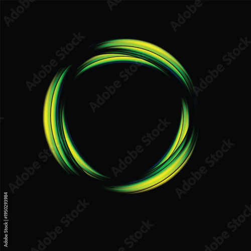 Abstract Green and Yellow Glowing Light Ring