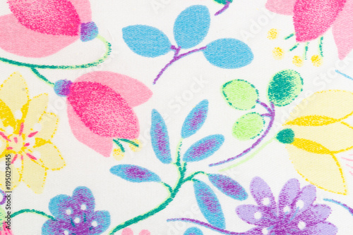 Fragment of colorful retro tapestry textile pattern with floral.
