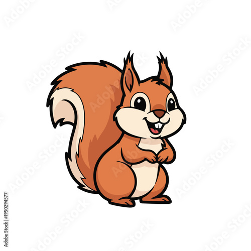 Cute cartoon squirrel standing on hind legs looking friendly and approachable