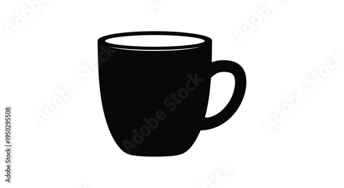 Simple black silhouette of a coffee or tea mug on a white background