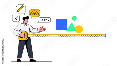 Measurement and Mathematical Exploration: A teacher uses a tape measure to demonstrate different mathematical concepts. This image captures the essence of mathematical learning.