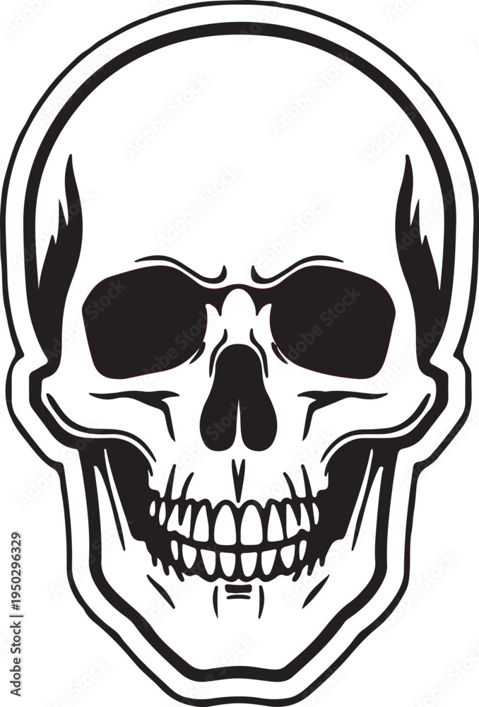 Obraz premium Skull graphic vector art human head skeleton symbol illustration black and white with line art with white background with graphic design
