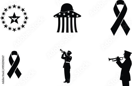 Memorial day tribute with patriotic symbols and remembrance ribbons